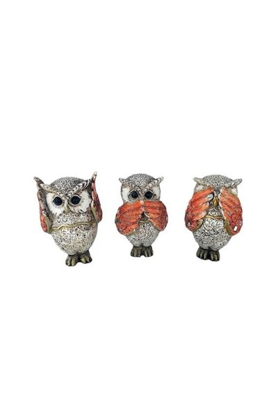 BV Decorative Statuette, Owls, See no evil / Hear no evil / Speak no evil, 11 cm