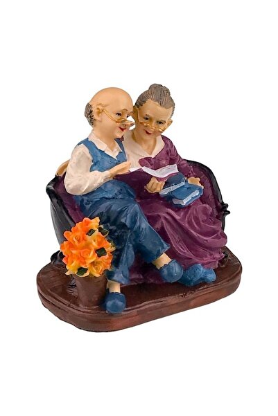 BV Decorative figurine, Grandpa and Grandma reading on the sofa, 16 cm, 1809H-1