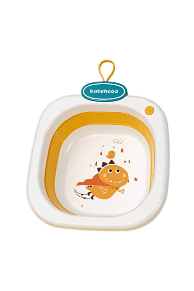 LITTLE ANGEL - حوض غسيل قابل للطي للأطفال بطبعة ديناصور - برتقالي