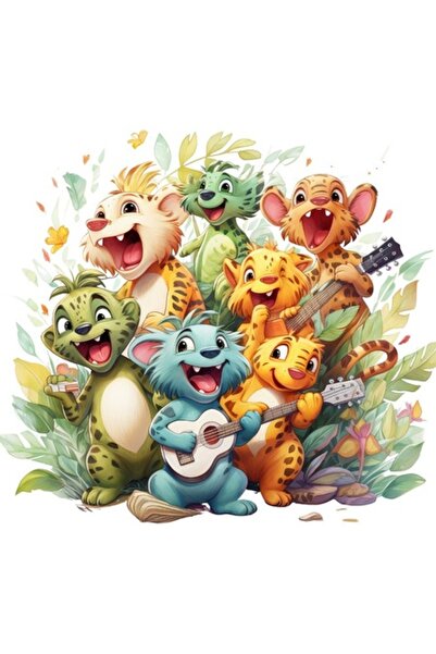 BV Decorative Sticker, Singing Animals, Orange, 66 cm