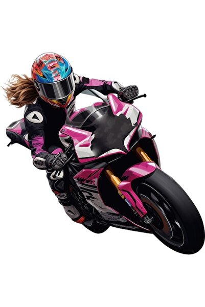 BV Autocolant decorativ, motocicletă, roz, 60 cm