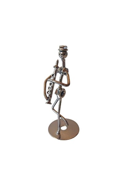 BV Ornament decorativ cu muzician de metal, negru, 13 cm