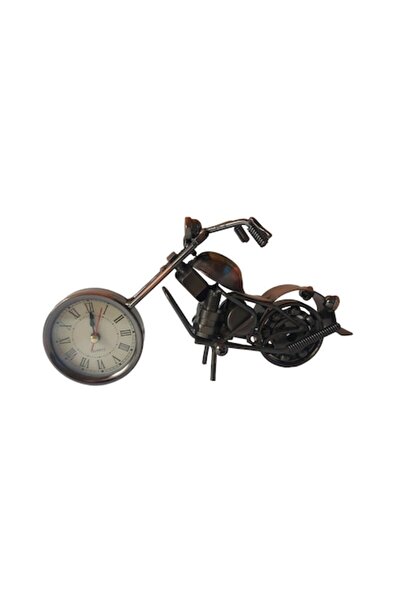 BV Decorative clock in the shape of a motorcycle, Brown, 19 cm, 356-12D