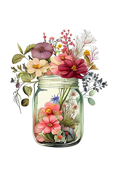 BV Autocolant decorativ - Borcan cu flori, multicolor, 72 cm