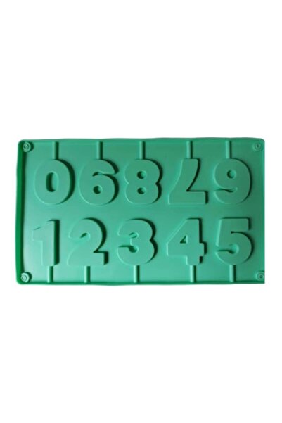 BV Silicone mold 10 cavities, numbers, chocolate or sugar lollipops, green, 28 cm