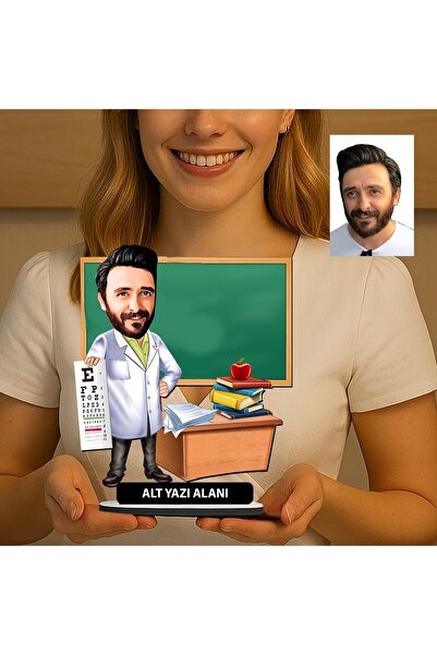 MK Sanart Öğretmenler Günü Hediyesi, Kişiye Özel Karikatür Erkek Öğretmen Mas...