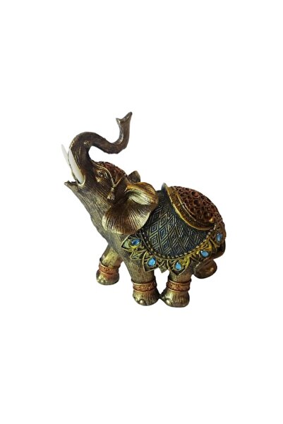 BV Figurină decorativă, Elefant cu trompa în sus, Auriu, 14 cm