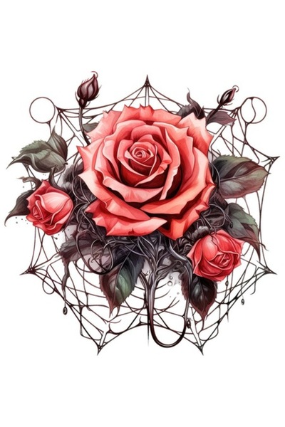 BV Autocolant decorativ, Trandafiri, Roșu, 62 cm