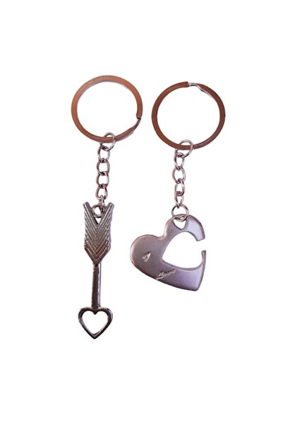 BV Set de 2 brelocuri pentru chei, geantă sau rucsac, inimă cu săgeată, 14BRL