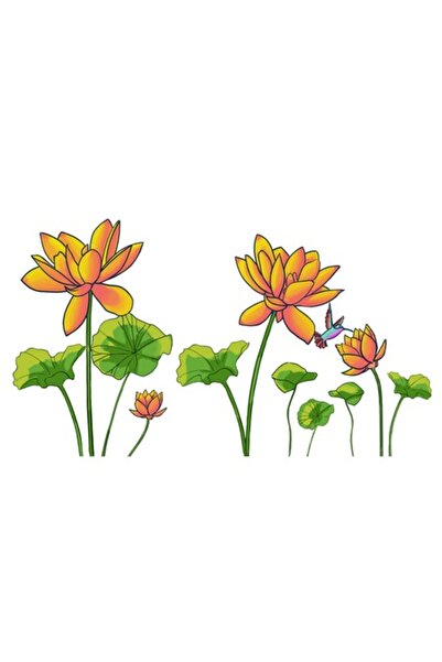 BV Autocolant decorativ, Flore portocaliu, 150 cm