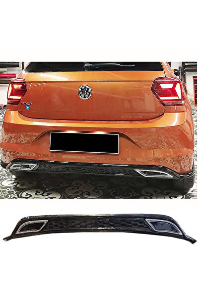 AkmTuning Vw Polo Mk6 Sport Difüzör Parlak Siyah Egzoz Görünüm 2018 2019 2020...