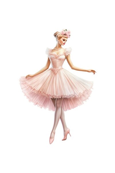 BV Autocolant decorativ, Balerină, roz, 88 cm