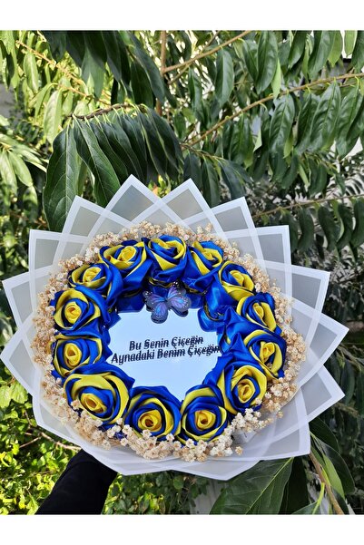 BUKET DÜNYASI AYNALI FENERBAHÇE TARAFTAR SOLMAYAN GÜL BUKETİ - CİPSOLU - LEDL...
