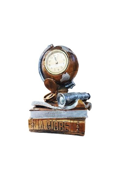 BV Table clock, Globe on a book, Brown, 25 cm