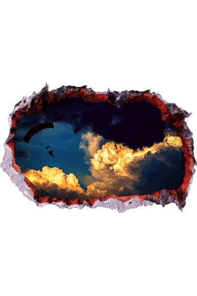 BV Autocolant decorativ, gaură 3D în perete, cer, 85 cm