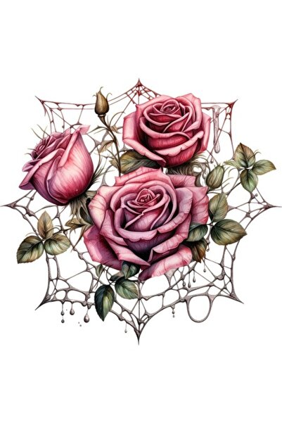 BV Autocolant decorativ, Trandafiri, Roz, 63 cm