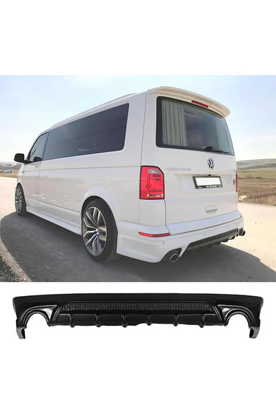 AkmTuning Vw Transporter T7 Izgaralı Arka Ek Mat Siyah Plastik Arka-difizör-b...