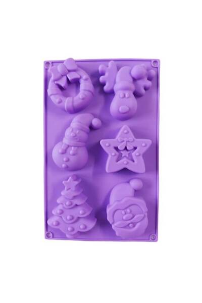BV Silicone baking mold, Christmas theme, 6 cavities, Purple, 27 cm