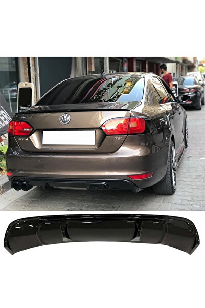 AkmTuning Vw Jetta Mk6 R Difüzör Parlak Siyah Plastik 2010 2011 2012 2013 2014 Arka-difizör-bodykit-ek-karlık
