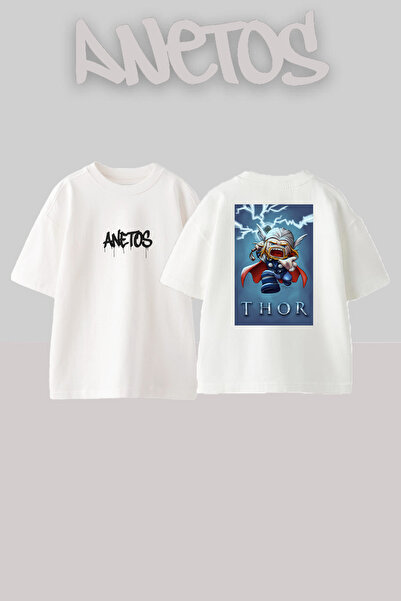 Anetos Μπλουζάκι Thor 1 Design Back με τύπωμα Cotton White oversized