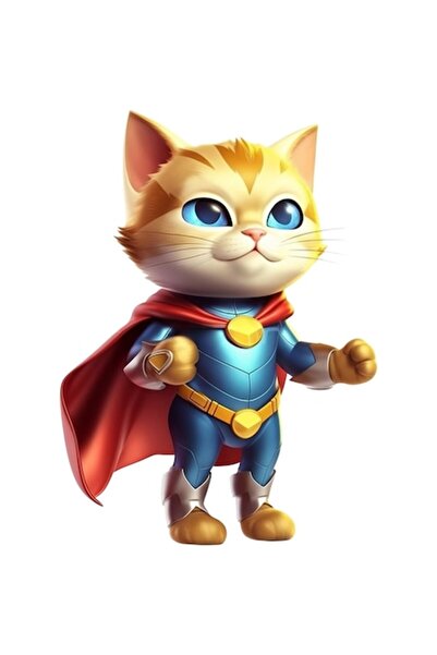 BV Декоративен стикер, Супергеройска котка, Син, 82 см