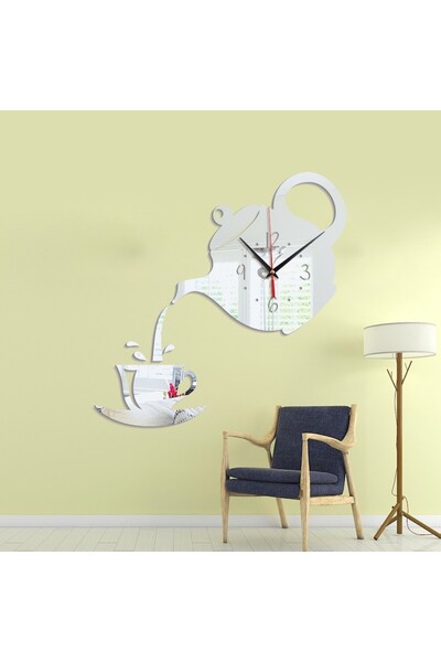 BV Decorative wall clock, Teapot, Acrylic mirror, 40 cm, MC-033