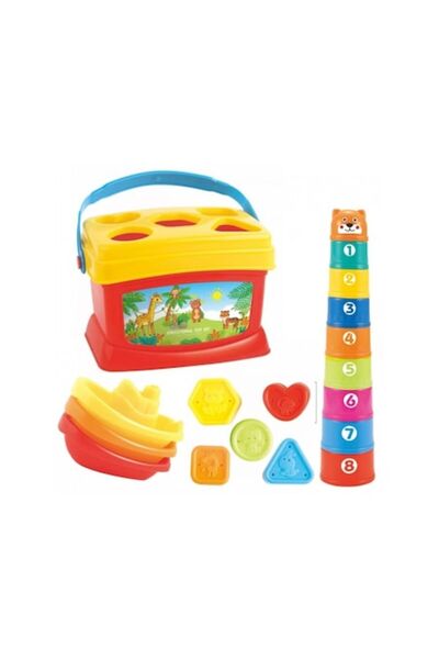 ALIBIBI jucărie cu blocuri de construcție și sortator de forme