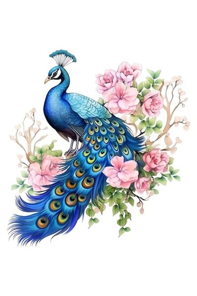 BV Autocolant decorativ, Păun, Multicolor, 64 cm