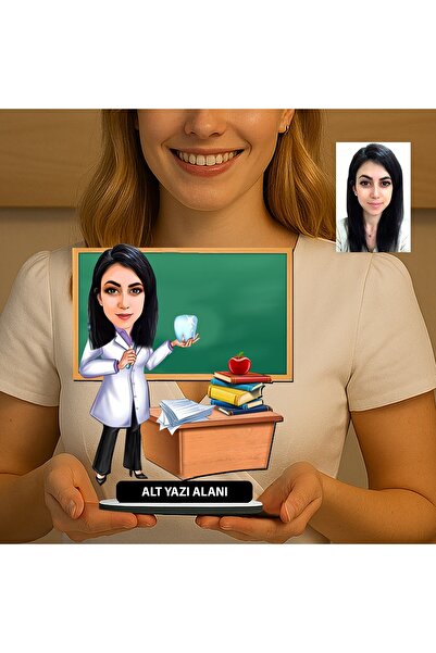 MK Sanart Öğretmenler Günü Hediyesi, Kişiye Özel Karikatür Kadın Öğretmen Mas...