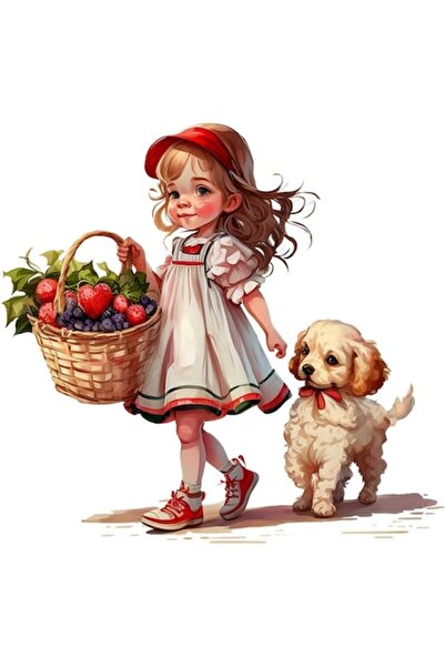 BV Autocolant decorativ, Fetiță și cățeluș, Multicolor, 63 cm, 1294STK-4