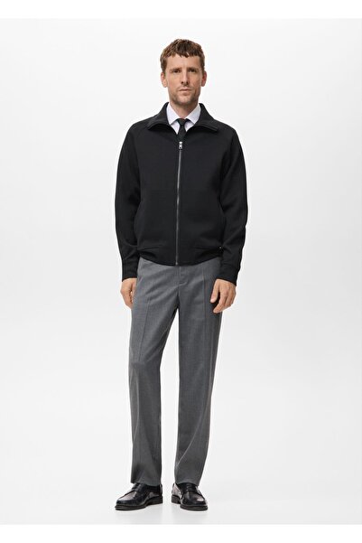 MANGO Man Fermuarlı pamuklu sweatshirt