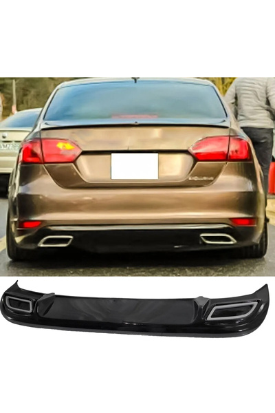 AkmTuning Vw Jetta Mk6 Egzozlu Difüzör Parlak Siyah Plastik 2010 2011 2012 2013 2014 Arka-difizör-bodykit-ek