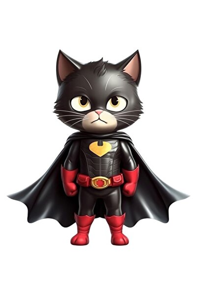 BV Autocolant decorativ, Pisică supereroină, Negru, 64 cm