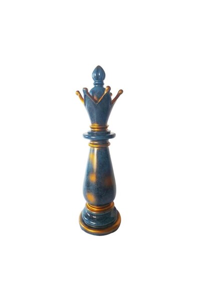 BV Decorative Chess Piece Statue Queen, Blue, 39 cm