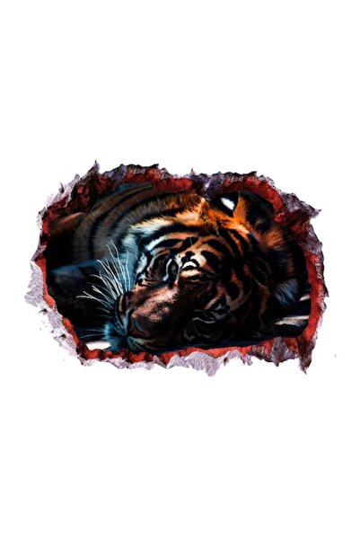 BV Autocolant decorativ - Tigru 3D cu gaură în perete (55x85 cm) - 393STK