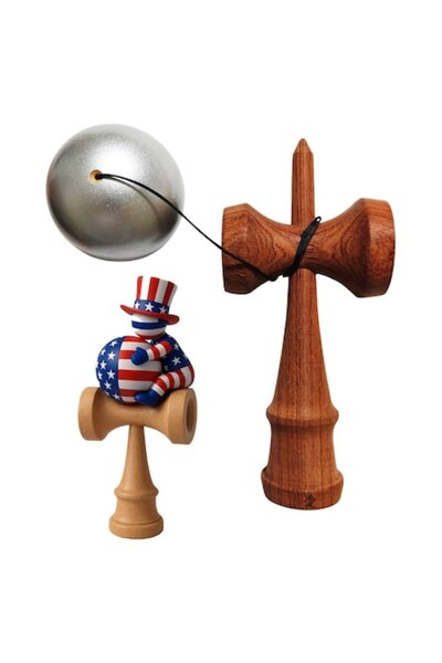 BV Kendamă din lemn cu bilă de lemn + autocolant impermeabil pentru telefon d...