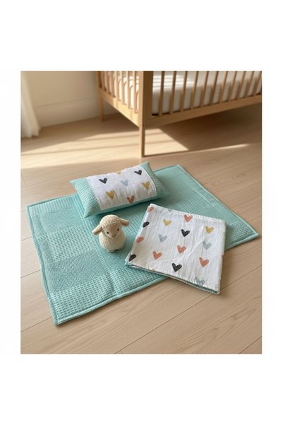 GİZGİYİM Baby Changing Set with Blanket, Cushion, Muslin, Baby Pillow, Newborn, Crib, Baby Products