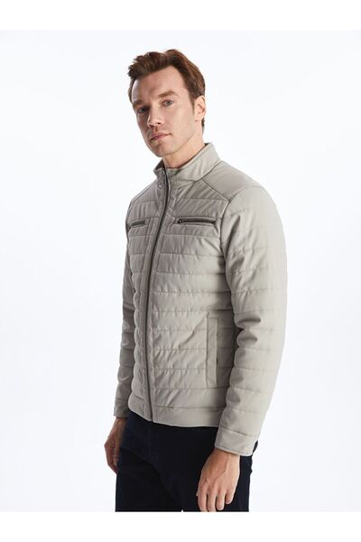 LC Waikiki Ανδρικό δερμάτινο παλτό LCWAIKIKI Classic Standard Fit Stand γιακά