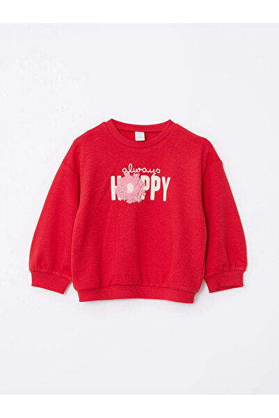 LC Waikiki سترة LCW للأطفال باللون الأحمر ذات ياقة دائرية وأكمام طويلة ومطبوع...