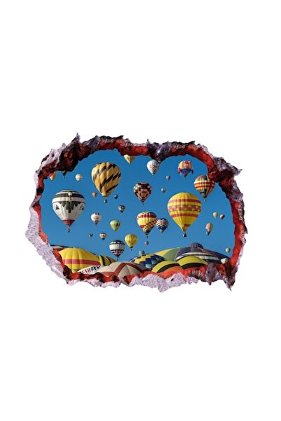 BV Autocolant decorativ, efect 3D de gaură în perete, baloane, 85 cm