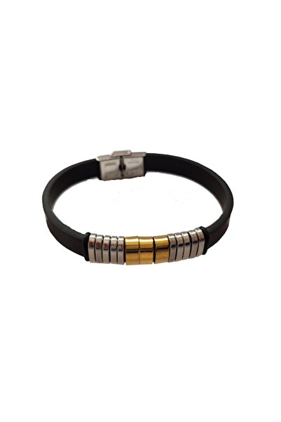 BV Brățară din piele ecologică și oțel inoxidabil, A4B50