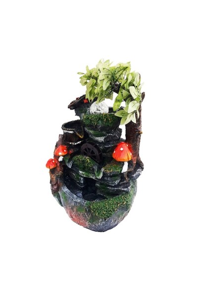 BV Ornamental fountain with On/Off button, spinning ball and LED lights, 30 cm