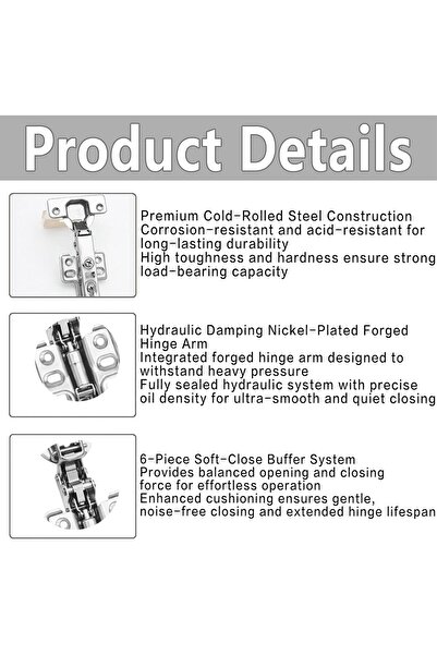 Pabbow Pack of 10 Soft-Close Corner Stop Cabinet Hinges, 110°