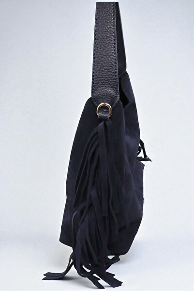 HFKY Жіноча темно-синя замшева сумка через плече. Сумка на ремінці.