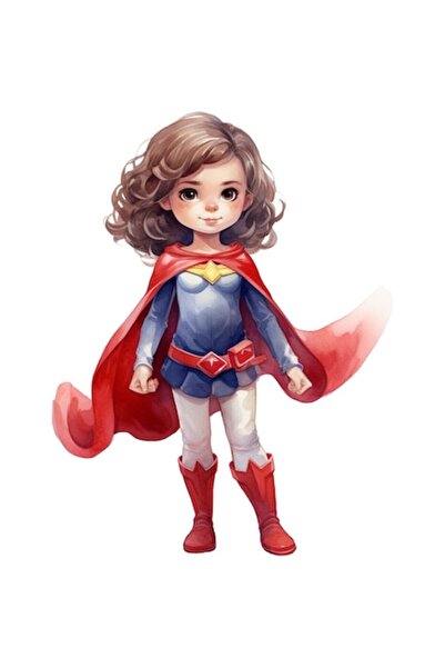 BV Autocolant decorativ Fată supereroină, roșu, 78 cm