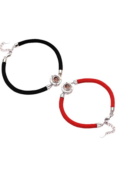 Tessero - Set of two textile bracelets for couples/friends with 'I love you' projection in 100 langu