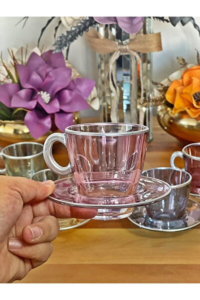 P&ORA PREMIUM KITCHEN PRODUCTS Aqua Cup Set 12 Pieces for 6 People Silver Gilded Tea Set Coffee Set Gift Glass