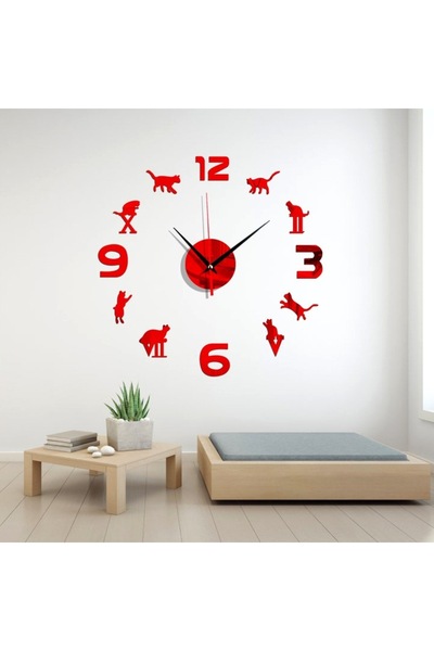BV Decorative Wall Clock, Cats, Acrylic Mirror, 40 cm, ZB078