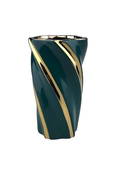 BV Vază decorativă spiralată, 28 cm, verde, 1685H-2