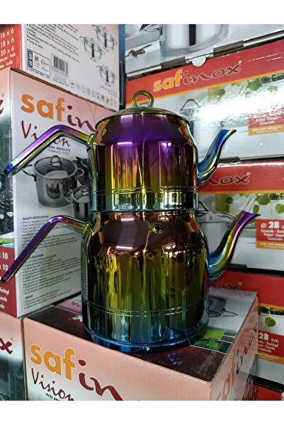 Yıldız çelik Dubai Gökkuşağı Gold Aile Çaydanlık 18/10 304 Kalite